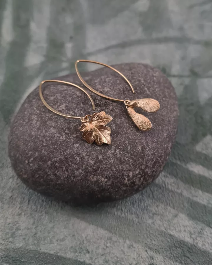 Boucles d'oreilles feuille d'érable et samare